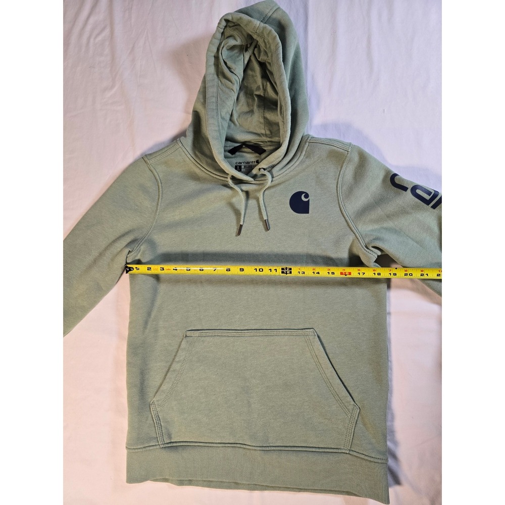 Carhartt Womens Relaxed Fit Graphic Sleeve Hoodie Sage Green TS0288-W Small - Picture 7 of 9